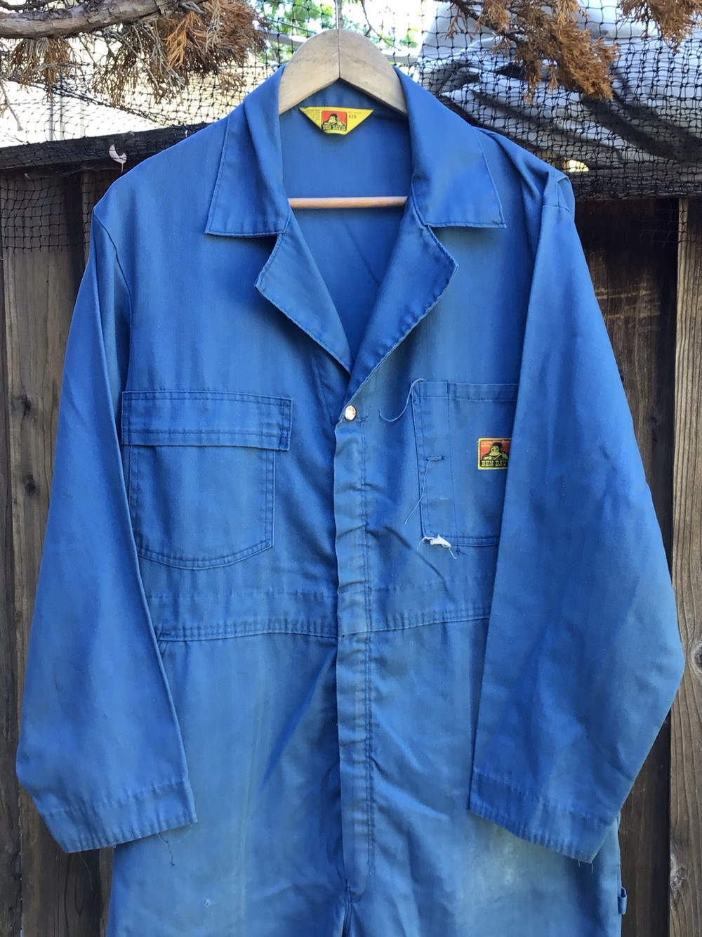 Vintage Ben Davis Coveralls Blue Herringbone Workwear Union Made 42R USA